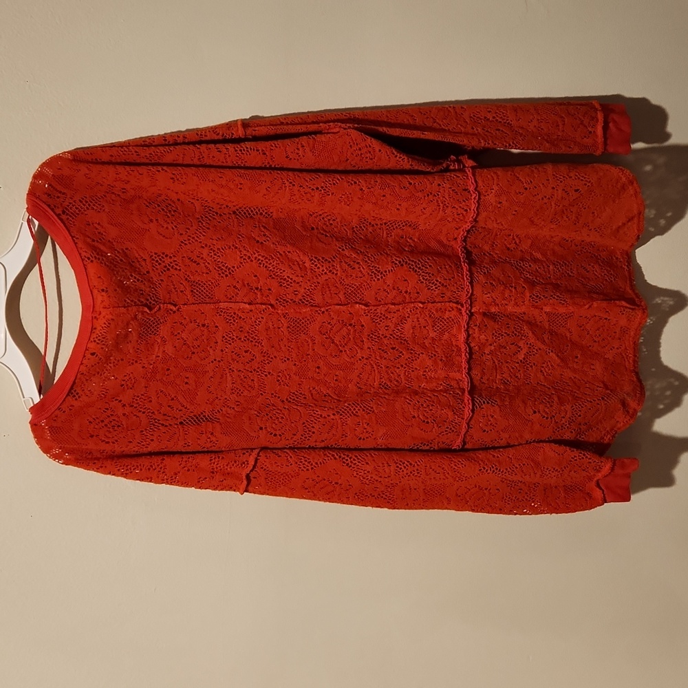 ❤️ FREE PEOPLE NOT COLD IN THIS LACE TOP, VIBRANT ORANGE, MEDIUM - Picture 12 of 15